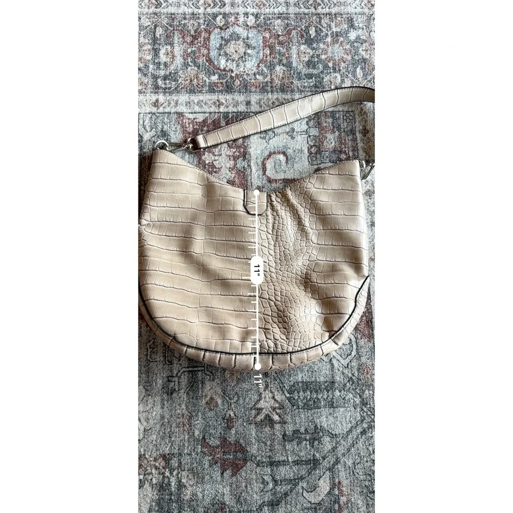 Unbranded Womens Faux‎ Leather Hobo Bag Shoulder Bag Tan Beige Faux Croc Purse